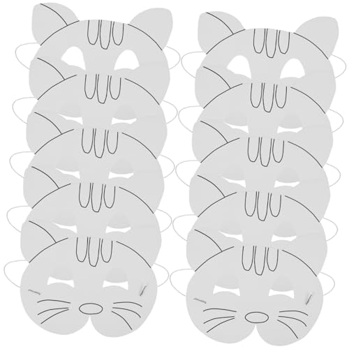 TOYANDONA 10 Stück Teiliges DIY Katzenmasken aus Weißem Papier Unbemalt und Blanko zum Ausmalen und Basteln für Halloween Geburtstagsfeiern Karneval und Kreative Kunstprojekte TOYANDONA 10 Stück Teiliges DIY Katzenmasken aus Weißem Papier Unbemalt und Blanko zum Ausmalen und Basteln für Halloween Geburtstagsfeiern Karneval und Kreative Kunstprojekte von TOYANDONA