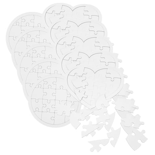 TOYANDONA 10 Stück Teiliges DIY Puzzle Papier Leere Blanko Puzzles zum Bemalen und Gestalten Sichere Runde Kanten Bastelspielzeug für Kindergeburtstag und Kreative Frühförderung von TOYANDONA