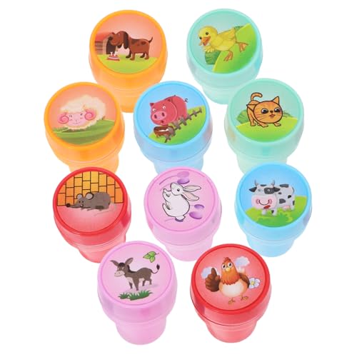 TOYANDONA 10 Stück Teiliges Farmtiere Stempelspielzeug für Selbstfärbende Stempel für Klassenzimmerbelohnungen Partytüten Kreative Aktivitäten und Geburtstagsfeiern von TOYANDONA