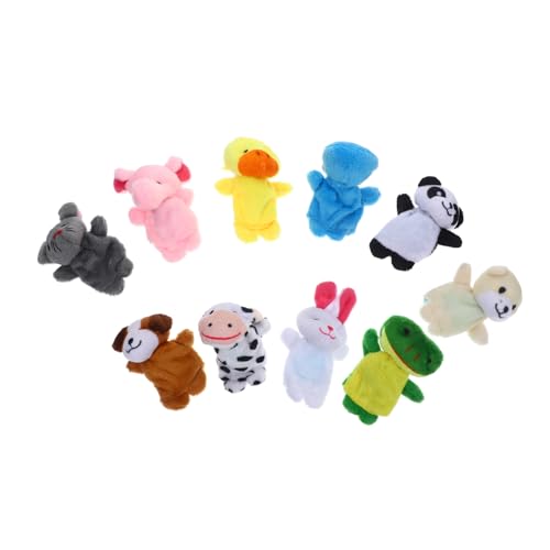 TOYANDONA 10 Stück Teiliges Fingerpuppen aus Plüsch Cartoon Tiere Bunte Mini Handpuppen für Pädagogisch Sensorisch Fördernd von TOYANDONA