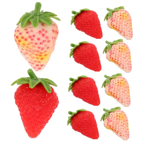 TOYANDONA 10 Stück Teiliges Künstliche Erdbeeren Realistische Simulation mit Detailgetreuer Struktur und Lebendigen Farben Leicht und Kompakt als Fotorequisite und Dekoration für Küche Party von TOYANDONA