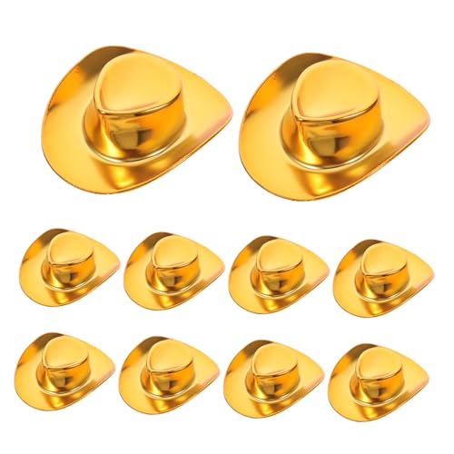 TOYANDONA 10 Stück Teiliges Mini Cowboy Hüte aus Kunststoff Winzige Western Hüte mit Funkelndem Vielseitig für DIY Puppendeko Party und Kreative Bastelprojekte von TOYANDONA