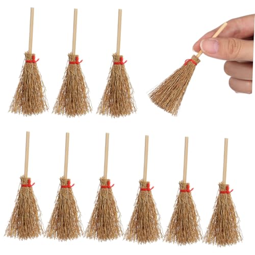 TOYANDONA 10stücke Mini-Besen-Ornament Aus Hochwertigem Material Mit Rotem Seil Kleine Geeignet Als Hexen Requisite Anhänger Für Halloween-Dekorationen Und Kostümrequisiten von TOYANDONA