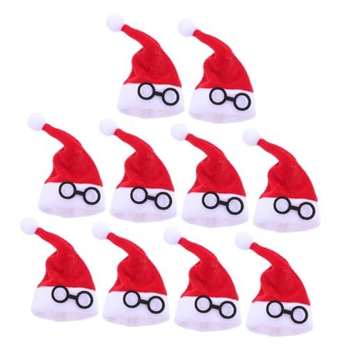 TOYANDONA 10 Stück Teiliges Mini Weihnachtsmützen aus Flanell Kleine Rote Weihnachtsmützen für Diy Bastelprojekte Puppenzubehör Besteckhalter Weinflaschenabdeckungen Tischdekorationen für von TOYANDONA