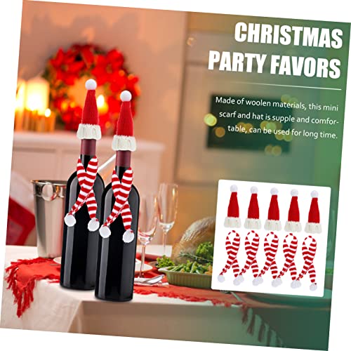 TOYANDONA 10 Stück Teiliges Mini Weihnachtsmützen und Wollschal Weiche Strickmaterialien Leichte Flaschendeko Vielseitig für DIY Weihnachtsbasteleien Festliche Tisch und Baumdekoration von TOYANDONA