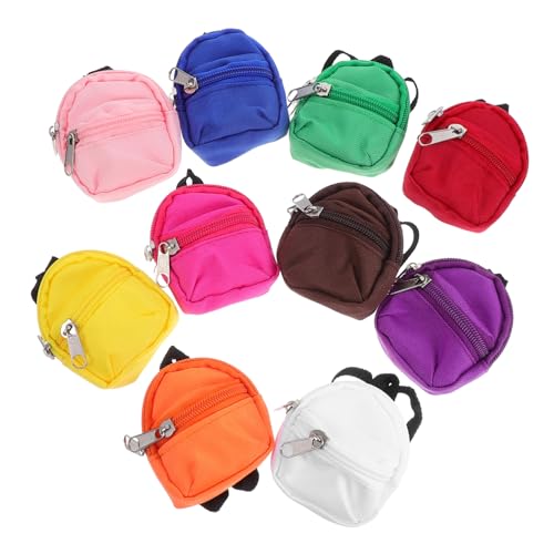 TOYANDONA 10 Stück Teiliges Miniatur Rucksack für Puppen Zipper Rucksäcke für Kreative Rollenspiele Kompatibel mit Meisten Puppen Fördert die Fantasie und Hand Augen Koordination von TOYANDONA