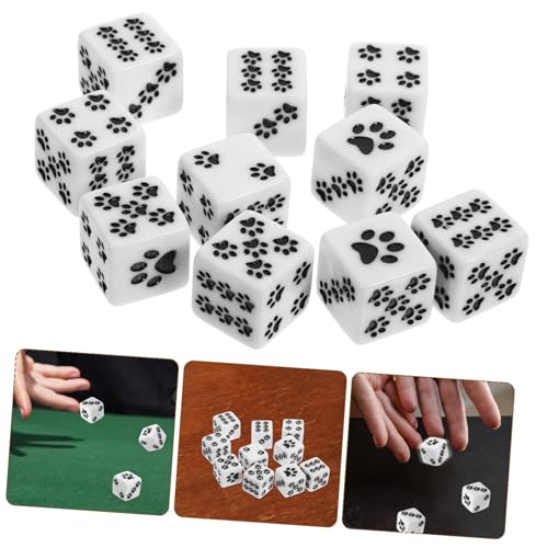 TOYANDONA 10 Stück Teiliges Resin Würfel mit Cartoon Bärpfoten Muster Sechseitige Spielwürfel mit Quadratischen Ecken Leichte Wiederverwendbare Würfel für Brettspiele Party und Unterricht von TOYANDONA