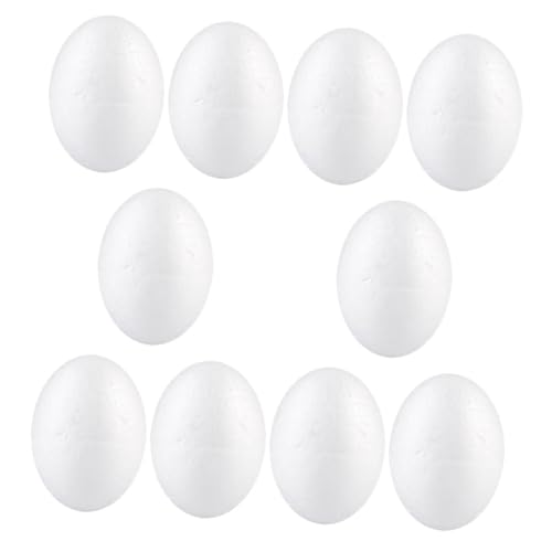 TOYANDONA 10 Stück Teiliges Schaumstoff Eier DIY Bastel Eier Unbemalt zum Bemalen und Dekorieren Stabile Realistische Dekoration für Kreative Handarbeiten und Partygestaltung von TOYANDONA