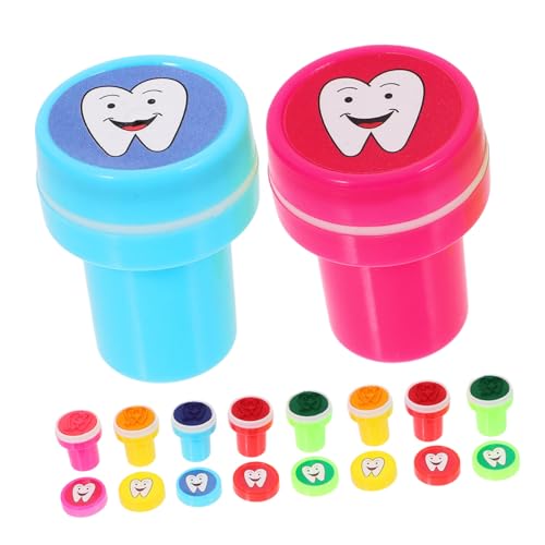 TOYANDONA 10 Stück Teiliges Stempelset Cartoon Zähne Motiv Selbstfärbend Tragbar für Geburtstag Party Mitgebsel Klassenzimmer Belohnung DIY Basteln Spaßige Zahnpflege Lernstempel für von TOYANDONA