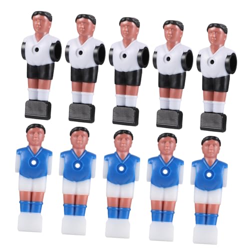 TOYANDONA 10 Stück Teiliges Tischfußball Figuren Ersatzspieler Robustem Material Glatte Oberfläche Einfache Montage Langlebig und Verschleißfest Schwarz Weiße und Blau Weiße Trikots für von TOYANDONA