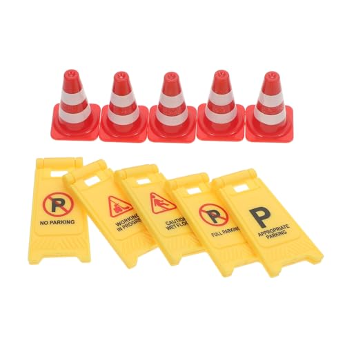 TOYANDONA 10 Stück Teiliges Verkehrszeichen Roten Leitkegeln und Verkehrsschildern Pädagogisch für Kleinkinder für Modellbau Sandtisch und Rollenspiel Leuchtende Farben Sicher und Langlebig von TOYANDONA