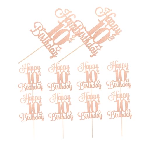 TOYANDONA 10 Stück geburtstagstorte dekoration Vorspeisen-Stick Zahlen für den Kuchenaufsatz Dessert-Picks Geburtstagstortendekorationen Zahlen -Topper Cupcake-Stick Kuchendeckel Papier Rosa von TOYANDONA