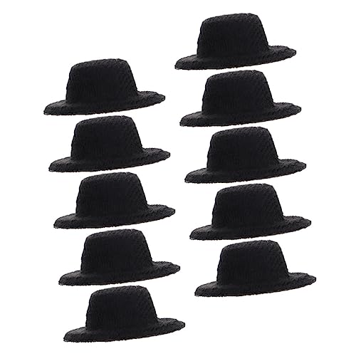 TOYANDONA 10 Stück verschleißfeste Puppenhüte puppenkleidung doll Accessories Puppenhut-Bastelprojekt Miniaturpuppen Kleiner Zylinder Puppenhutzubehör kleine Jazzhütchen Stoff Black von TOYANDONA