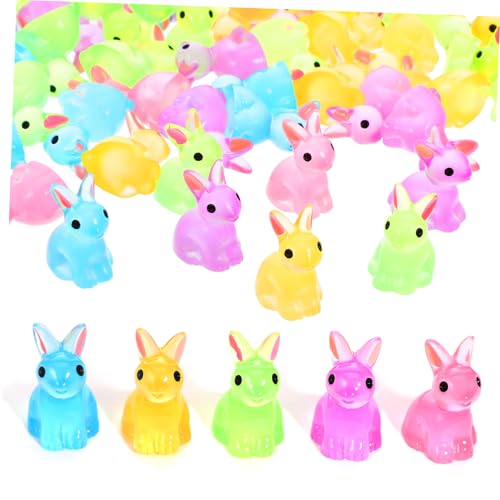 TOYANDONA 100 Stück Im Dunkeln Leuchtendes Kaninchen-schmuckzubehör Ornament Hasen Miniaturfiguren Hase Gastgeschenke Winzig Klein Geburtstag Mädchen Tiere Zahlen Party Harz von TOYANDONA