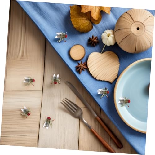TOYANDONA 100 Stück Kleine Plastikfliegen Halloween Deko Insektenspielzeug Realistische Falsche Fliegen für Gruselspaß und Streiche bei Halloween und April Fools Party von TOYANDONA