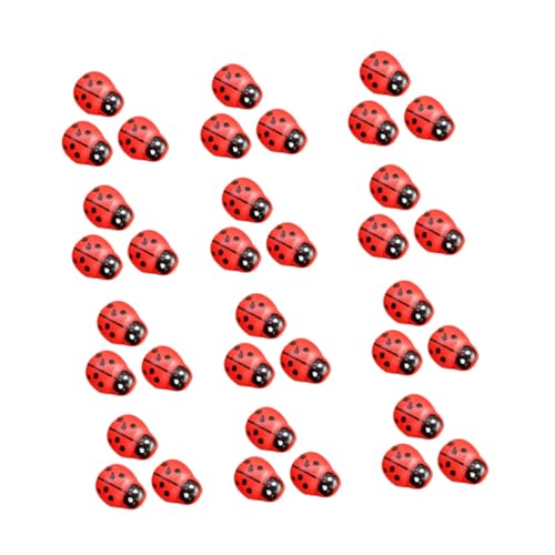 TOYANDONA 100 Stück Mikro-Landschaftsverzierung Miniatur Marienkäfer Ladybug deko Fairy Garten Dekoration Insektenschmuck aus Holz Micro Landscape Decor Wohnkultur hölzern rot von TOYANDONA