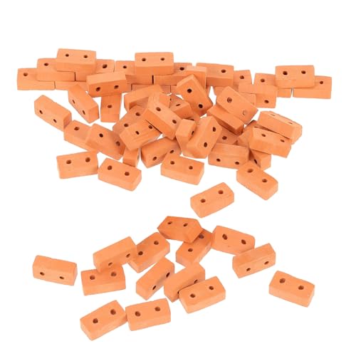 TOYANDONA 100 Stück Mini Ziegelsteine mit Löchern Realistische Rote Miniatur Bausteine für DIY Hausbau Puppenhaus Gartenmodell Bastelset Vielseitige Architekturmodelle von TOYANDONA