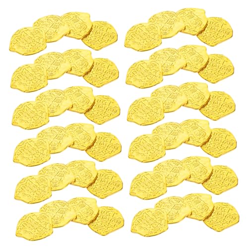 TOYANDONA 100 Stück Piratengoldmünzendekoration Piratenparty -Dekoration Klassenzimmerbelohnung Gastgeschenke Zum Thema Piraten Piratenzubehör -Requisite Golden Plastik von TOYANDONA