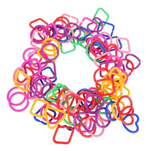 TOYANDONA 100 Stück Teiliges Babyspielzeug Kunststoff Kettenglieder Bunte Geometrische Verbindungsringe Kreative Lernkette für Frühkindliche Entwicklung Kindergarten und Kinderwagen von TOYANDONA