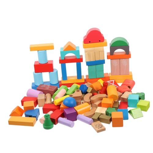 TOYANDONA 100St Pädagogisches Bausteinspielzeug blockiert Intelligenz geometrische Blöcke pädagogische Holzblöcke Holzspielzeug Bausteine ​​für Kleinkinder hölzern von TOYANDONA