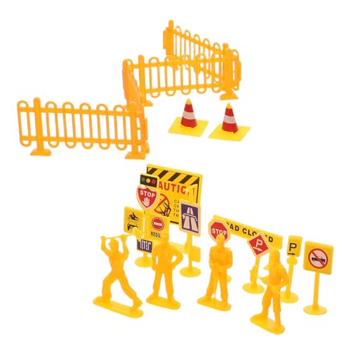 TOYANDONA 108 Stück Teiliges Verkehrsschilder Spielset Miniatur Baustellen Zubehör mit Straßensperren Lernspielzeug für Verkehrsregeln und Stadtverkehr Modell von TOYANDONA