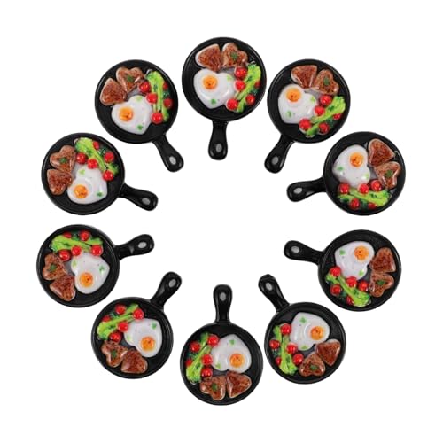 TOYANDONA 10Pcs Bratpfanne Frühstücks Kochgeschirr Pfannen Food Nicht Schicht Pan Dollhouse Gebratene Ei Puppe Kochtopf Miniaturpuppenzubehör Zubehör Frühstück Orament Plastik von TOYANDONA