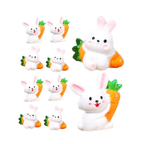 TOYANDONA 10St Kleine weiße Kaninchen-Mikrolandschaft tolle gartendeko Plüsch Hase Käfig kleine Harztiere Miniatur-Häschenfiguren Landschaftsverzierungen Häschen-Statue von TOYANDONA