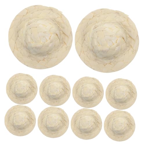 TOYANDONA 10St Puppenmütze Miniatur-Puppenhauszubehör Strohhut zum Basteln Mini-Strohhalm Mini-Zylinder Puppenstuben-Strohhüte Mini-Hüte kleine Strohhüte zum Basteln kleines Deko-Accessoire von TOYANDONA