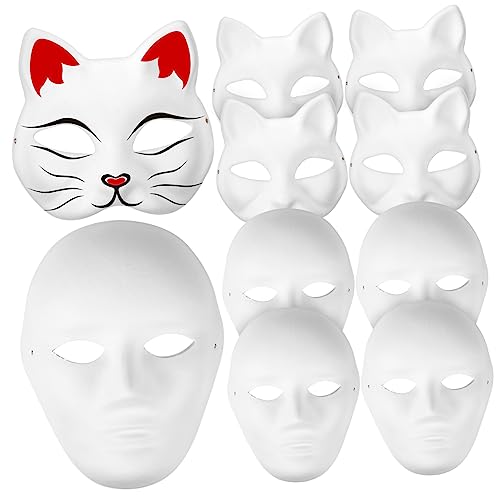 TOYANDONA 10Stücke DIY Weiße Papiermasken für Maskerade Halloween Handbemalte Katzen und Männermasken Anpassbar mit Elastischem Band für Karneval Partys und Cosplay TOYANDONA 10Stücke DIY Weiße Papiermasken für Maskerade Halloween Handbemalte Katzen und Männermasken Anpassbar mit Elastischem Band für Karneval Partys und Cosplay von TOYANDONA