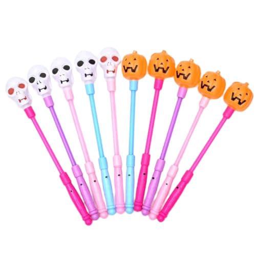 TOYANDONA 10Stücke Leuchtende Halloween Kürbis und Schädel Handshaker Zufällige Farben für Partys Cosplay und Festliche Anlässe Luminous Glow Stick für Mehr Spaß von TOYANDONA