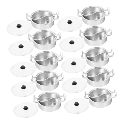 TOYANDONA 10Stücke Teiliges Mini Kochset für Realistische Hot Pot Modelle aus Kindersicheren Materialien für Puppenhaus und Kreatives Rollenspiel Leicht zu Reinigen von TOYANDONA