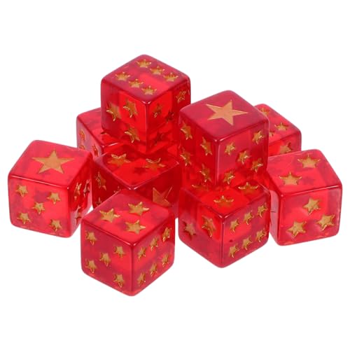 TOYANDONA Würfelset Mit Harzsternen 10 Stück Rote Mini-würfel Für Brettspiele Durchscheinendes Spielzubehör in Standardgröße von TOYANDONA