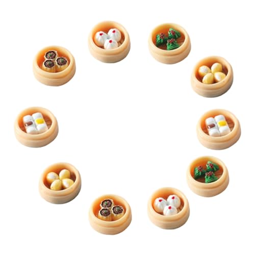 TOYANDONA Miniatur-Statue Ornament 10 Stück Mini-gedämpfte Knödel Chinesisches Miniatur-Figur Mini- - -Set von TOYANDONA