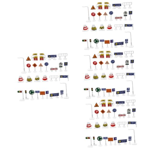 TOYANDONA 112 STK Verkehrszeichen Für Kinder Verkehrsschilder Für Kinder Mini- Straße Straßenschild Verkehrszeichenmodelle Spielzeug Für Die Früherziehung Minikegel Plastik Ampel Puzzle von TOYANDONA