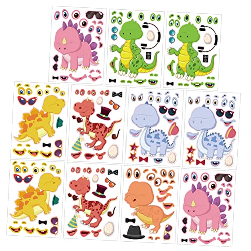 TOYANDONA 12 Blätter Dinosaurier-Puzzle-Aufkleber hühner Dino Sticker Stickers Dinosaurier-Aufkleber DIY-Dinosaurier-Aufkleber Kupferplattenaufkleber von TOYANDONA