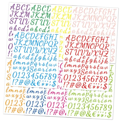 TOYANDONA 12 Blätter alphanumerische Aufkleber Scrapbook-Buchstaben-Aufkleber Reflektierende dekorative Zahlenaufkleber Aufkleber mit Zahlen Aufkleber mit Buchstaben zum Selbermachen von TOYANDONA