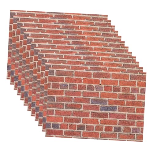 TOYANDONA 12 Blatt Puppenhaus Tapeten Selbstklebende Rote Ziegelwandverkleidung Flexible Leichte Miniatur Wandpaneele für Vollständige Raumgestaltung und Individuelles Dekor von TOYANDONA