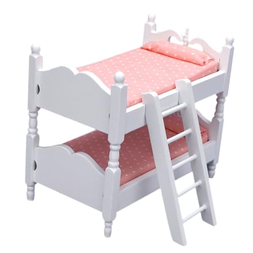 TOYANDONA Miniatur Puppenhaus Möbel Doppelstockbett Für Kinderzimmer Mit Punkten Für Kreative Spielwelten Und Mikro-landschaften Für Puppenstuben-Dekoration von TOYANDONA