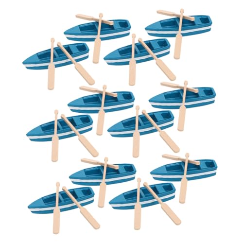 TOYANDONA 12 Sätze Teiliges Mini Holzboot mit Ruder Handgefertigte Miniatur Kanu Dekoration für Feengarten Puppenhaus Tischdeko und Nautische Wohnaccessoires von TOYANDONA