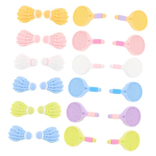 TOYANDONA 12 Sätze Teiliges Miniatur Badminton mit Bällen Realistische Badminton Schläger für DIY Bastelprojekte Puppenhaus Deko Partyaccessoires und Kreative Kinderzimmerdekoration von TOYANDONA