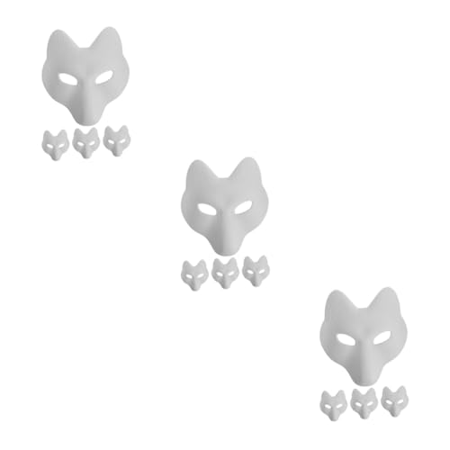 TOYANDONA 12 Stk Fuchs Maske Gesichtsmaske halloween maske Fuchskostüm Kleidung leere handbemalte maske Maskerade-Maske klassisch Zubehör Abschlussball liefert Requisiten bilden Pu Weiß von TOYANDONA