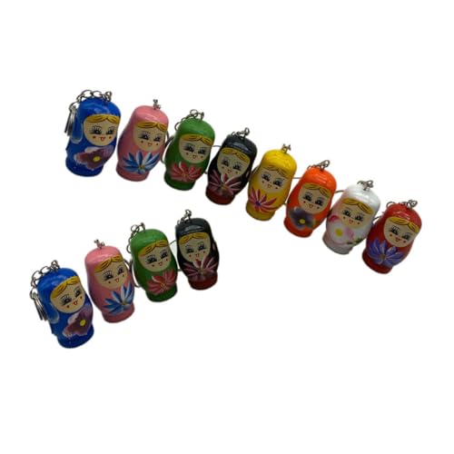 TOYANDONA 12 Stück Holz Anhänger Bunte Gemalte Puppen für Taschen Dekoration Zufälliger Stil von TOYANDONA