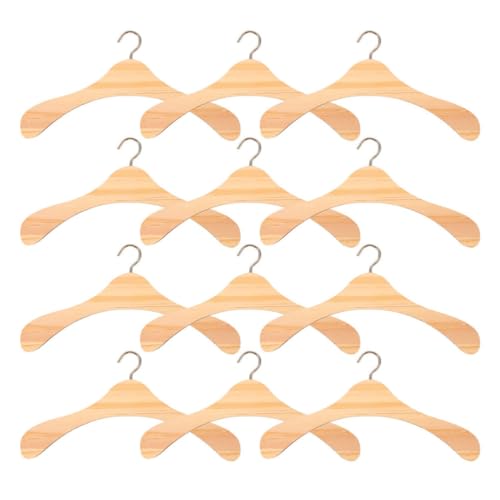 TOYANDONA 12 Stück Holz Kleiderbügel für Puppen Elegante Miniatur Garderobenaccessoires zur Aufbewahrung von Puppen Outfits im Puppenhaus Naturlackiert und Robust für Ordentliches von TOYANDONA