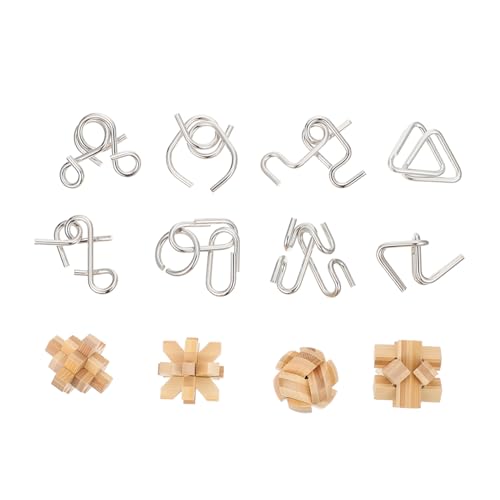 TOYANDONA 12 Stück Mingsuo Neun Links intellektueller Knoten Gehirntrainer Mentalitätsschnalle intellektuelle Schnalle Holz von TOYANDONA