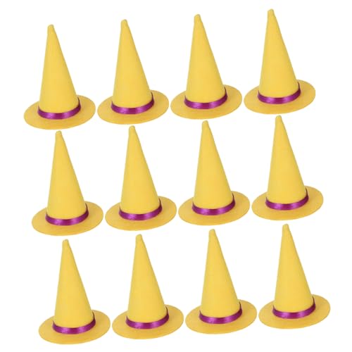TOYANDONA 12 Stück Mini Filz Hexenhüte Halloween Deko für Flaschen Verschlüsse DIY Basteln Kostüm Zubehör Gelb Kleine Party Tischdeko für Halloween Innenräume TOYANDONA 12 Stück Mini Filz Hexenhüte Halloween Deko für Flaschen Verschlüsse DIY Basteln Kostüm Zubehör Gelb Kleine Party Tischdeko für Halloween Innenräume von TOYANDONA
