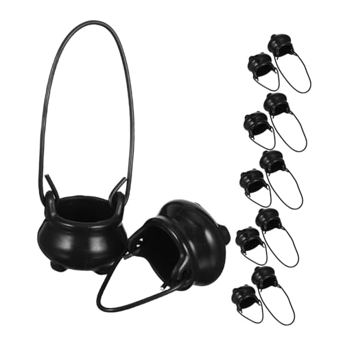 TOYANDONA 12 Stück Miniatur Witch Pot Kesselschrank Halloween-Kessel-Dekor Kessel Schüssel Küchenzubehör für Puppenstuben Miniaturtöpfe Metall Schwarz von TOYANDONA