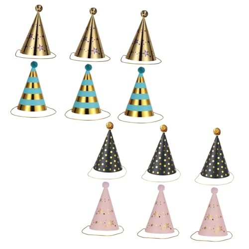 TOYANDONA 12 Stück Papierhut kinderparty mitgebsel cap lustig Papierhüte party sachen Partyhüte Geburtstagsgeschenke Partykegelhut weihnachtsfeier hut Party-Papierkappe pompöser Partyhut von TOYANDONA