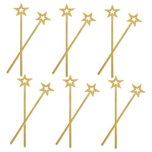 TOYANDONA 12 Stück Teiliges Glitzernde Stern Gold Feenstab Kostüm Requisiten für Geburtstag Halloween Weihnachten Party Festspiele von TOYANDONA