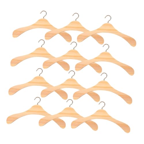 TOYANDONA 12stücke Holzkleiderbügel Für Puppen Miniatur-Kleider-Organizer Puppenkleid-Outfit-Halter Puppenhaus-Outfits Kleidungszubehör von TOYANDONA
