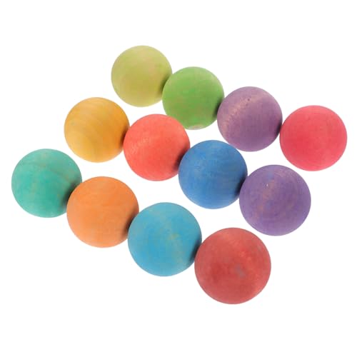 TOYANDONA 12 Stück Teiliges Holzspielzeug Bunte Matte Kugeln Montessori Lernspiel Bälle für Entwicklung Farbenerkennung Hand Auge Koordination Junge Mädchen Pädagogisch von TOYANDONA